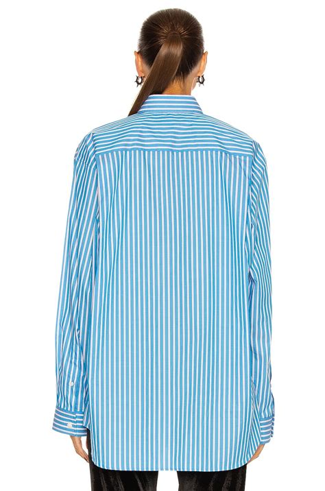 Balenciaga Long Sleeve Large Fit Shirt in Azure | FWRD