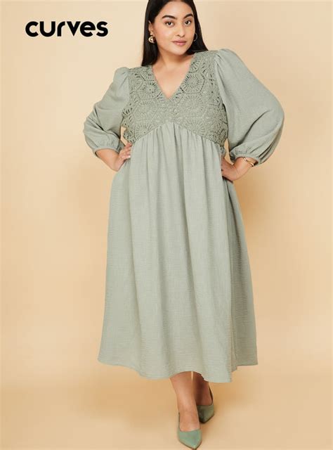 Buy Women A-line Dress with Crochet Yoke Online at just Rs. 1599.0 ...
