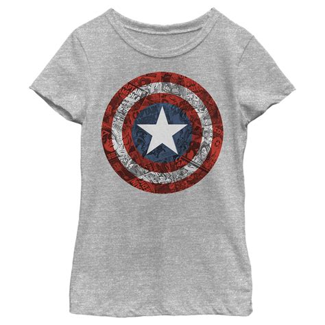 Buy Girl's Marvel Captain America Shield Comic Print Graphic Tee ...