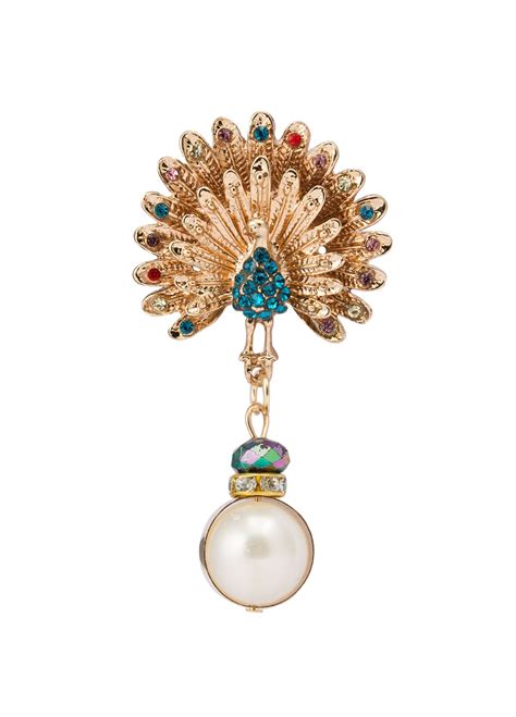 Buy Knighthood Dancing Peacock with Hanging Pearl Lapel Pin at Amazon.in