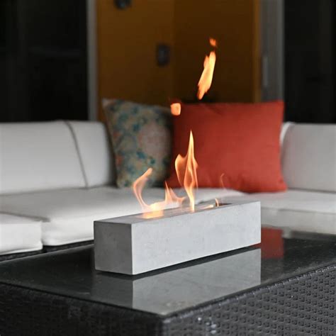 Rectangular Concrete Bio-Ethanol Tabletop Fireplace Indoor and Outdoor ...