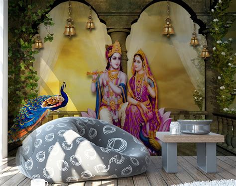 Radha Krishna With Beautiful Peacock Wallpaper – Myindianthings