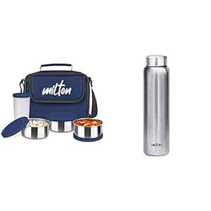 Buy MILTON New Steel Combi Lunch Box, 3 Containers and 1 Tumbler with ...