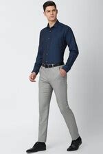 Buy Men Navy Regular Fit Textured Full Sleeves Formal Shirt Online ...