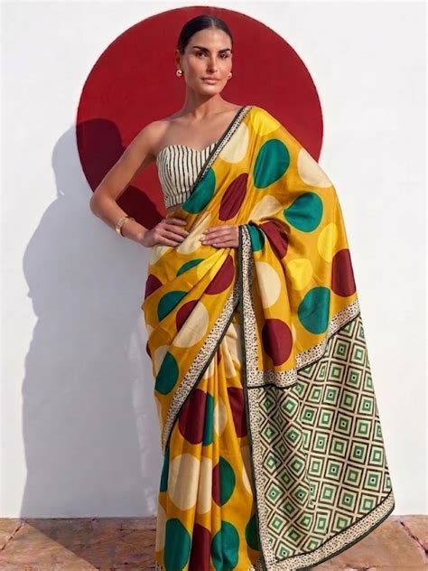 Modal Silk Multicolor Hand Block Printed Saree with Blouse Fabric ...