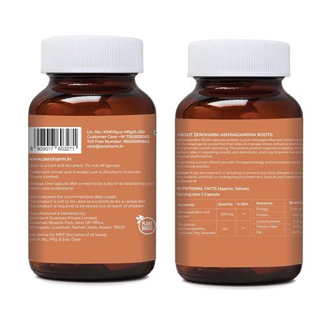 Zeroharm Ashwagandha Roots Capsules (60 Capsules) - Cureka - Online ...