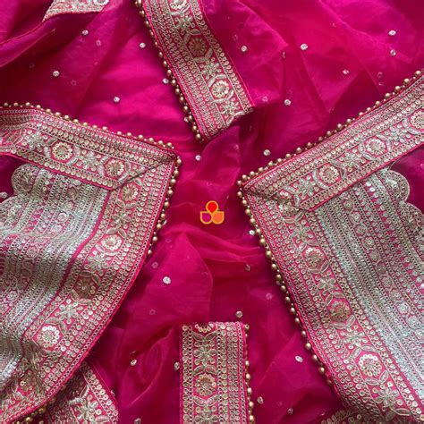 Bridal Rose Pink Sequin Laced Fringe Organza Dupatta – anokherang