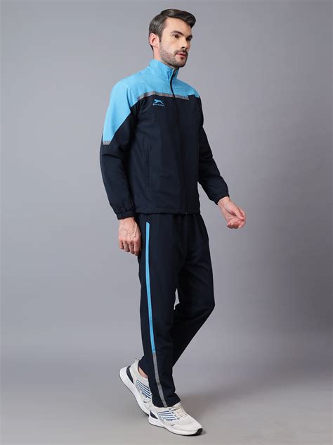 Buy Men's Active Tracksuit | Navy & Cyan Blue | Shiv Naresh