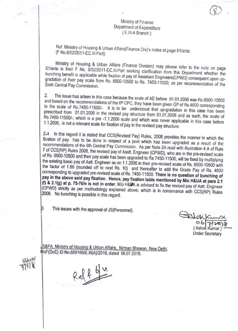 Benefit of Bunching under CCS(RP) Rules, 2008 to Asst. Engineer (Civil ...