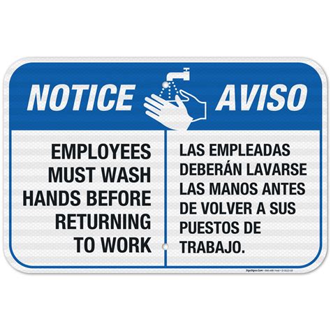 Employees Hand Washing Sign, Bilingual English Spanish, - Walmart.com