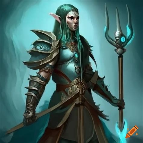 Sea elf warrior in nautical armor in fantasy dnd art on Craiyon
