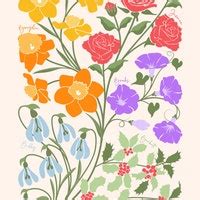 Buy CUSTOM Family Birth Flower Bouquet Digital Illustration ...