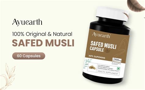 Buy Ayuearth Safed Musli Capsules 500 mg | 40% Saponins Extract ...