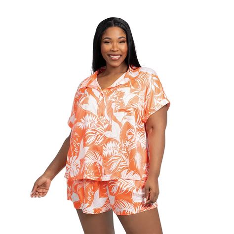Plus Size Lilac+London 2-pc. Pajama Top & Pajama Shorts Set