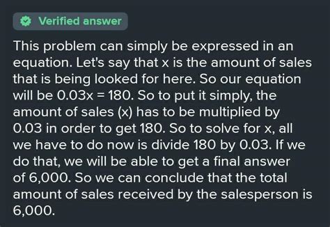 A salesperson receives a 3% commission on sales. The salesperson ...