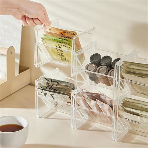 Amazon.com: Acrylic Tea Bag Organizer Holder for Cabinet,Stackable ...