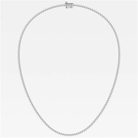 Round Cut Moissanite Diamond Three Prong Mens Tennis 18k Gold Necklace ...
