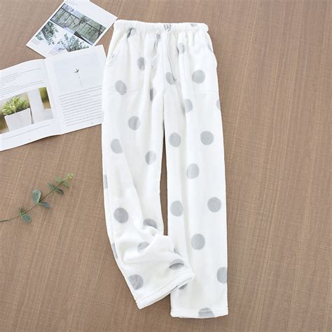 GXIPO Plush Fuzzy Pajama Pants Women Fleece Cozy Polka Dots Flannel ...