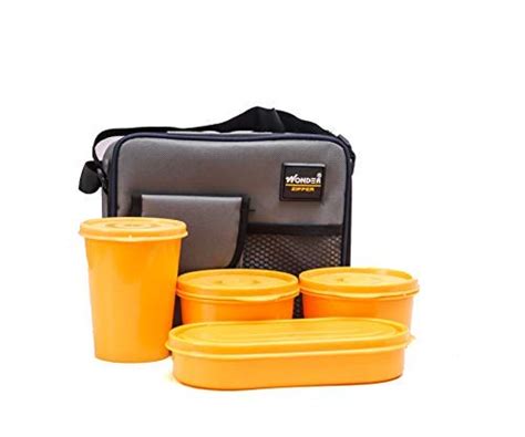 Buy Wonder Zipper 4 in 1 Microwave Safe Leak Proof Big Lunch Box Set ...