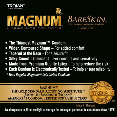 Trojan Magnum Bare Skin Lubricated Condoms 10 Pack - Dallas Novelty ...