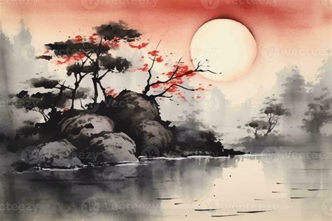 Chinese Watercolor Landscape