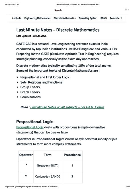02:40 Last Minute Notes on Discrete Mathematics for GATE CSE - Studocu