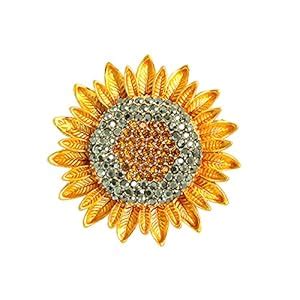 SANNIDHI® Sunflower Brooch for Women Gold Alloy Rhinestones Brooch Pin ...
