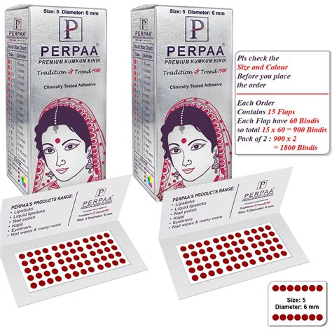PERPAA Premium Velvet Sticker Kumkum Bindi Box of 15 Flaps Each Pack 2 ...