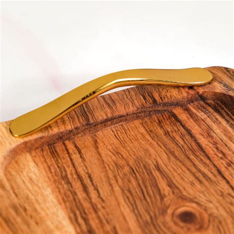 Square Wood Serving Tray With Gold Handles Set Of 2 Online - Premium ...