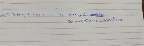 Ammonia gas reacts with hydrogen chloride gas. Give balanced reaction ...