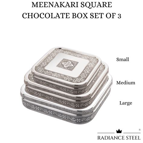 Meenakari Stainless Steel Square Chocolate Box | Storage Box Set Of 3 ...