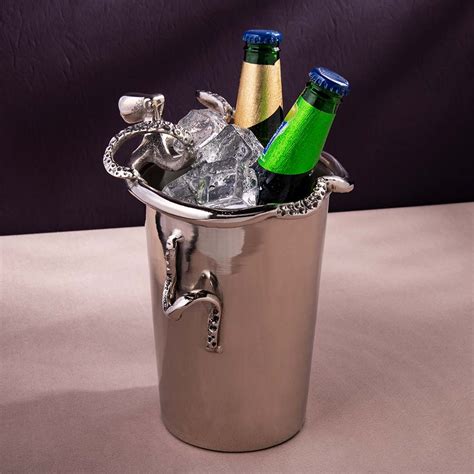 Buy Luxury Single Bottle Holder with Octopus Design, Silver