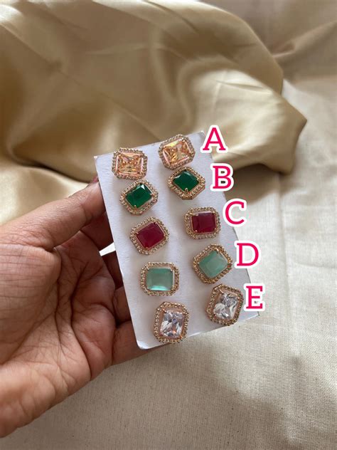 Rectangle stone studs – House of Jhumkas