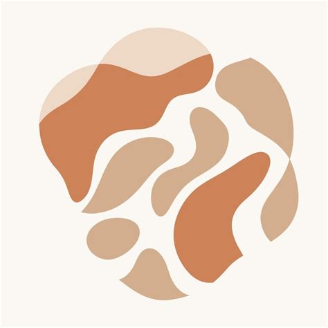 Abstract element organic shapes and hand draw line in pastel earth tone ...