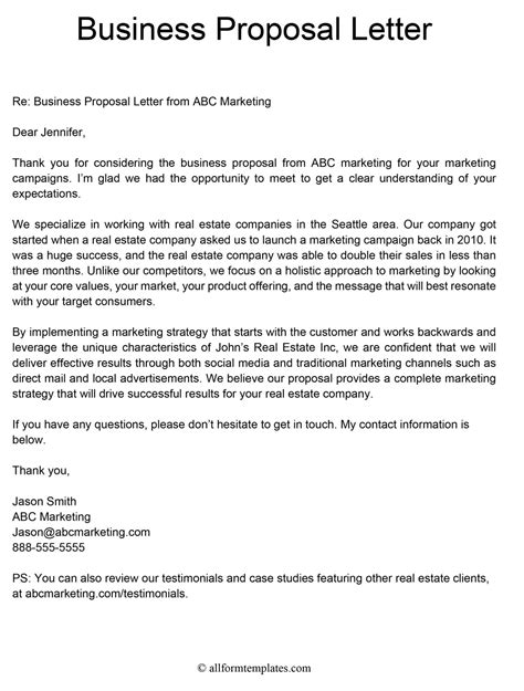 Business Proposal Letter Example 的图像结果