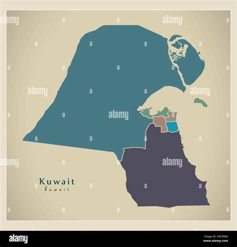 Kuwait map with states hi-res stock photography and images - Alamy