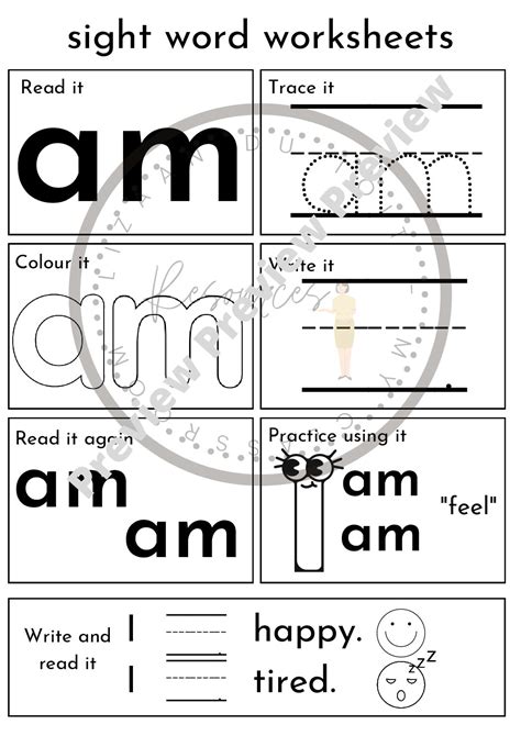 Free sight word am worksheet, Download Free sight word am worksheet png ...