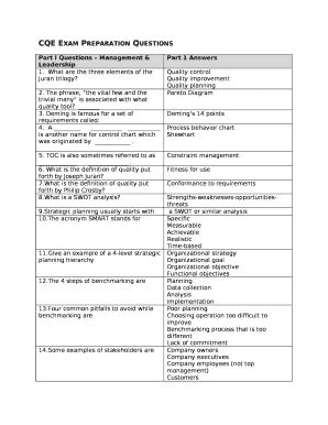 CQE Exam Preparation Questions Doc Template | pdfFiller