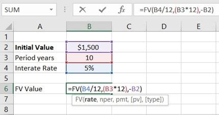Using FV in Excel 的图像结果