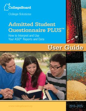 Fillable Online Admitted Student Questionnaire PLUS User Guide The ASQ ...