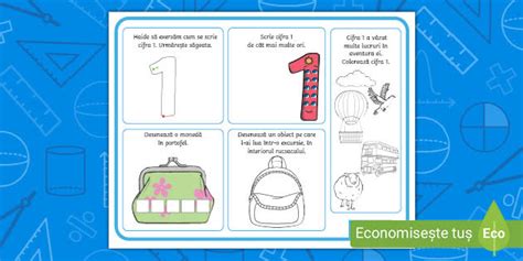 Învățăm să numărăm: Numărul și cifra 1 – Fișă de lucru