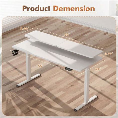 Standing Desk, Adjustable Height Desk 55 X 24 Inch With Monitor Stand ...