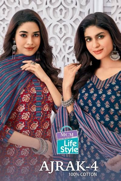 Mcm Ajrak Vol 4 Readymade Pure Cotton Kurti Pant With Dupatta