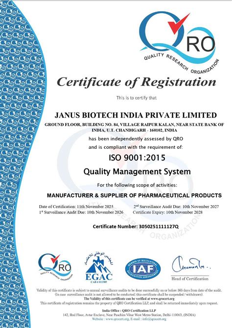 Our Certification | Janus Biotech