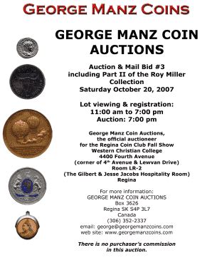 Fillable Online GEORGE MANZ COIN Fax Email Print - pdfFiller