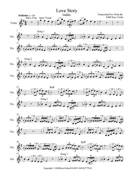 Love Story Indila GMS Cover.pdf | Violin sheet music, Easy violin sheet ...