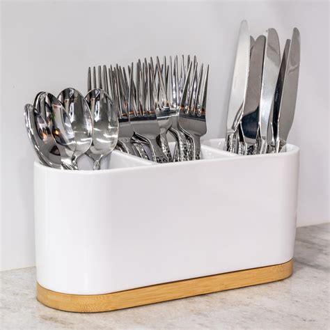 Amazon.com - Wooden Utensil Holder for Kitchen Counter - Cutlery ...