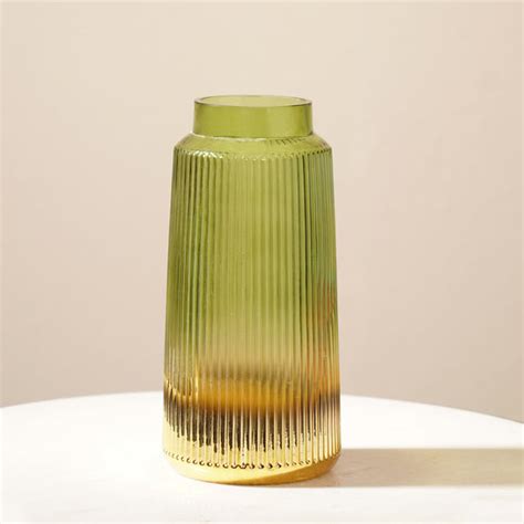 Shop Dual Tone Green Ribbed Glass Vase - at Best Price Online in India