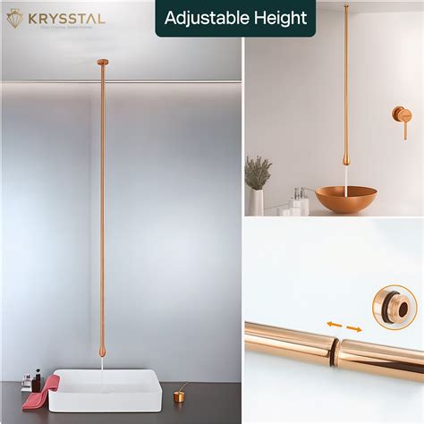 Pearl Rose Gold Ceiling Mount Wash Basin Mixer Tap with Wall Mount Div ...
