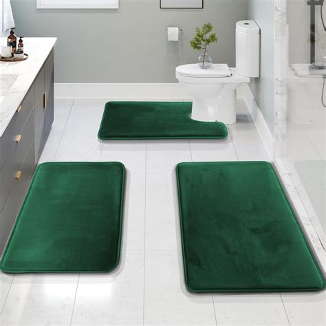Clara Clark 3 Piece Bathroom Rugs Bath Mat Set, Velvet Memory Foam Bath ...